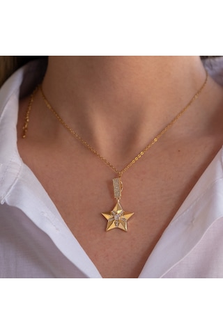 Çelik Kolye Parlayan Yıldız Model K-103 Altın