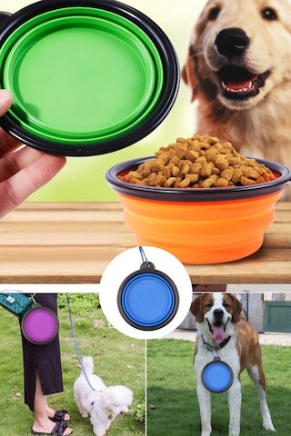 Katlanabilir Kedi Köpek Mama Su Kabı Evcil Hayvan Kap Taşınabilir