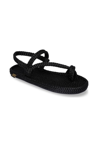 Nomadic Republic Hawaii Kauçuk Tabanlı Kadın Halat Sandalet HAW.0020.K.T-R1534 Siyah