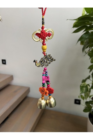 Mini Tavuskuşu Renkli Rüzgar Çanı/feng Shui Bereket Zili