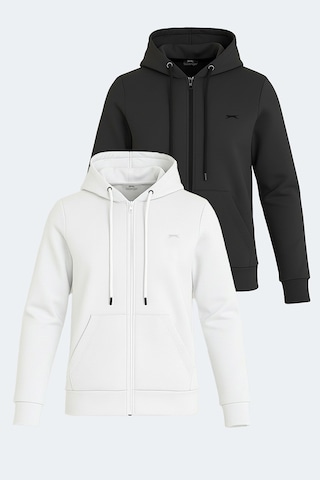 Slazenger Katya 2 Li Set Kadın Beyaz - Siyah Sweatshirt Beyaz - Siyah