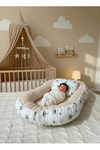 Babynest Yer Yatağı Yıldızlı Bej Bebeciden