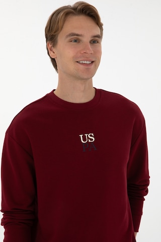U.S. Polo Assn. Erkek Comfort Fit Bisiklet Yaka Bordo Basic Sweatshirt 50313760-VR014