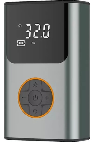 Yaozixa Kablosuz Dijital Hava Kompresörü, 6000mah Akıllı Lcd Ekranlı, 150 Psı, Araba-motosiklet-bisiklet Lastikleri, Led Acil Işık, Gri