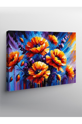 Kanvas Tablo Parlak Turuncu Çiçekler 50cmx70cm