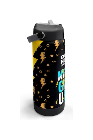 Coral High Siyah Never Give Up Desenli Katlanır Ağızlıklı Çelik Termos 650 Ml 38320 Siyah