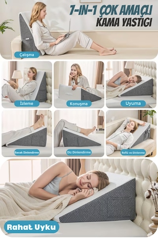 Yatella 7 İn 1 Çok Fonksiyonlu Dinlenme, Tv İzleme, Çalışma Ve Uyku Yastığı Beyaz
