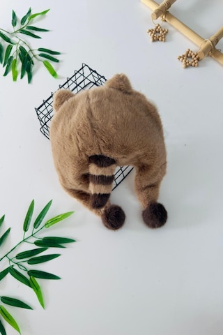 Miniğimin Cicileri Peluş Rakun Kulaklı Sevimli Hareketli Kulaklık - Kahve Acı Kahverengi