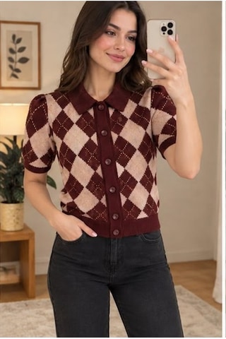 Youknitwear You Sierra Triko Hırka Bordo