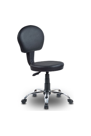 Ofiscombin Ofis Krom Metal Hekim Ezcane Sırtlı Bar Taburesi Sandalyesi Tabure Siyah Deri 0004749910
