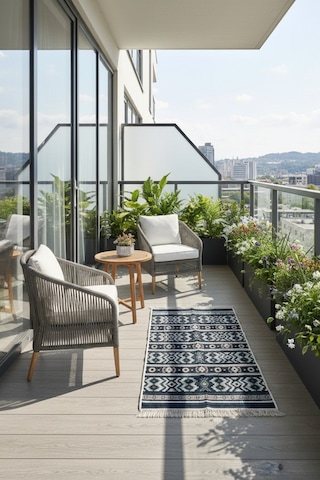 Minimal Lacivert Modern Desen Çift Taraflı Makinede Yıkanabilir Ev İçi & Dış Mekan Uyumlu Kilim Renkli