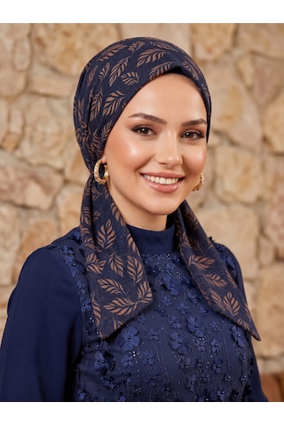 Raşelkori Tesettür Eşarp Bone Bej - Lacivert