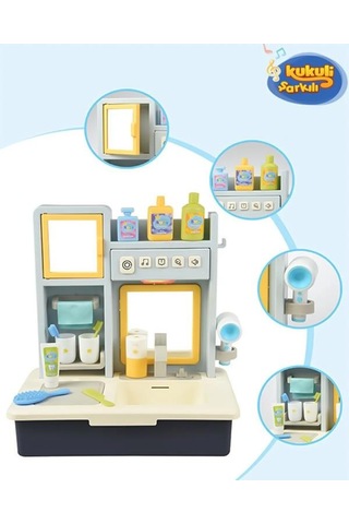 Kayyum Oyuncak Eğitici Modern Banyo Seti Müzikli Işıklı Mavi 7041