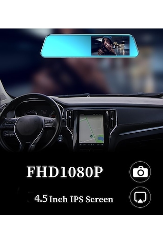 Tr Prs-s16 Araç İçi Kamera, 1080p Full Hd, 4.5'' Ips Ekran, Çift Kamera, Geri Görüş Kamerası, 140 Geniş Açı