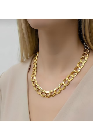 Kadın 14 Ayar Altın Kaplama Samanyolu Zincir Kolye Özel Günler İçin Şık Samanyolu 316l Paslanmaz Çelik Kolye - Kadın Takı Modelleri Gold