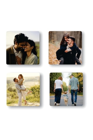 Premium Kişiye Özel 2 Adet Metal Poster Tablo Full Hd Kalite Baskı 20x20 Cm Çok Renkli