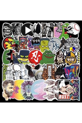 Cajuart 50 Adet Tekrarsız Karışık Stil Modern Pvc Sticker 016