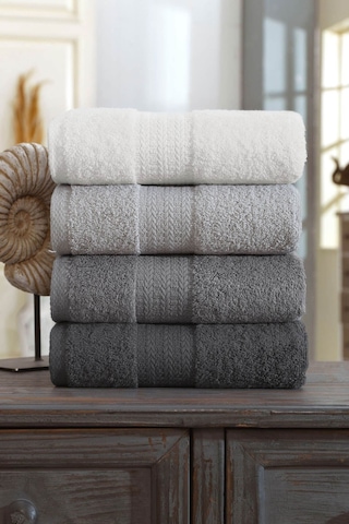 4 Lü El Yüz Havlu Seti %100 Pamuklu 50x85 Cm Rainbow Antrasit