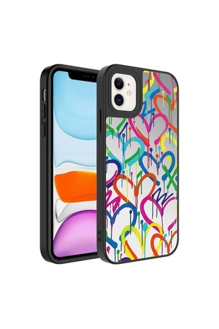 Apple Uyumlu iPhone 12 Kılıf Aynalı Desenli Kamera Korumalı Parlak Zore Mirror Kapak Kalp