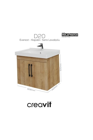 Creavit D20 65 Cm Kapaklı Lavabo Dolabı Everest Melamin
