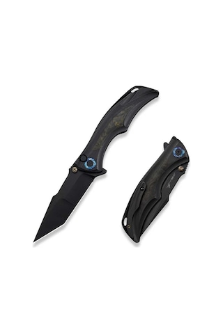 We Knife Tighe Down Black Titanium Integral Handle With Black & Yellow Carbon Fiber Inlay Black Stonewashed Bohler M390 Blade Tanto Kamp Çakı Siyah
