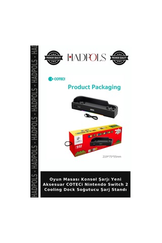 Oyun Masası Konsol Şarjı Yeni Aksesuar Coteci Nintendo Switch 2 Cooling Dock Soğutucu Şarj Standı