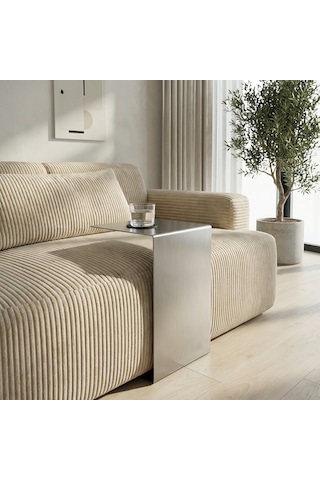 Metal Koltuk Üstü C Sehpa Modern Minimal Yan Sehpa Gri