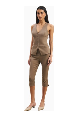 Because Of Alice Tailored V - Neck Hourglass Waistcoat V Yaka Kadın Yelek Açık Kahverengi