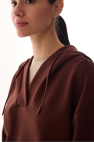 Penti Kahverengi V Yaka Oversize Kapüşonlu Sweatshirt