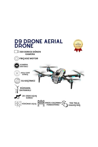 D9 Drone,fırçasız Motorlu,90 Elektrikli Kamera, Tek Tuş Kalkış İniş Led Işıklı 4k Akıllı Drone-1475
