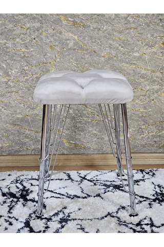 Kare Krom Kaplama Telli Ayaklı Tabure - Oturak - Bar Taburesi - A Çok Renki