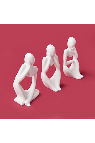 Evidea Deco Human 3'lü Biblo - Beyaz Beyaz