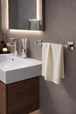Sas Haus Yapışkanlı Krom Uzun Havluluk Duvar Tipi Delme Gerektirmez Banyo Havlu Askılığı S-101 Ktk Siyah