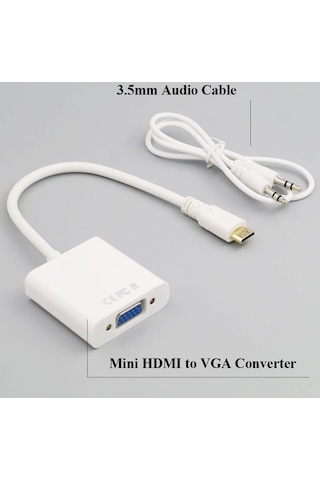 Mini Hdmi To Vga Ses Destekli Çevirici Dönüştürücü Adaptör