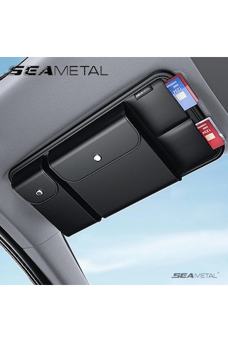 Seametal Lüks Araba Güneşlik Organizatör Evrensel Visor Paneli Saklama Çantası Pu 1pc