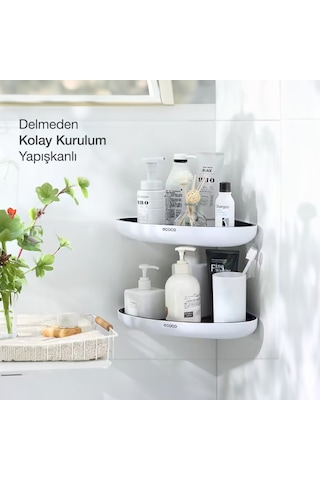 Ecoco Yapışkanlı İkili 2adet Köşe Banyo Ve Mutfak Düzenleyici Beyaz