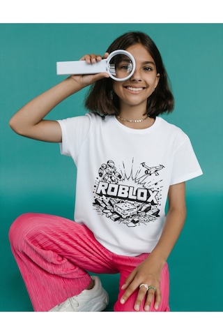 Alpşan Ticaret Roblox Tişört Çocuk T-shirt Roblox Yetişkin Unisex Tişört Beyaz
