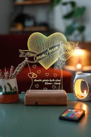 Kişiye Özel Anneler Günü Hediyesi 3D Led Lamba
