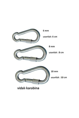 Vidalı Karabina Vidali Karabina 8 MM 10 Adet