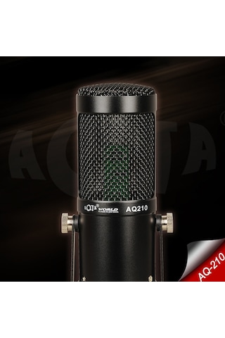 Aq210 Condenser Stüdyo Profesyonel Kayıt ve Yayın Mikrofonu Studio Siyah
