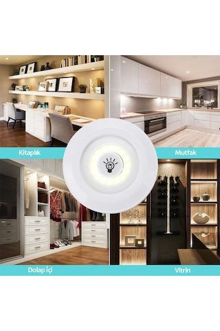 3&amp Apos Lü Uzaktan Kumandalı Pilli Yapışkanlı Kablosuz Led Spot Lambalar Çok Renkli