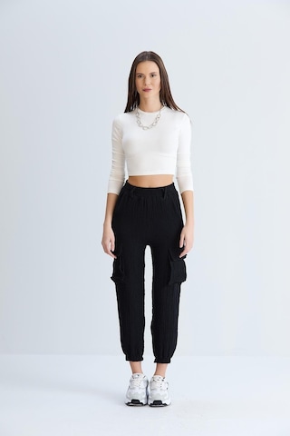Sortie Collection Kargo Cepli Gofre Pantolon Siyah-siyah Siyah