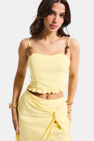 Itsbasic Kadın Sarı S6-108 Crop Aksesuar Askılı Poliviskon Bluz