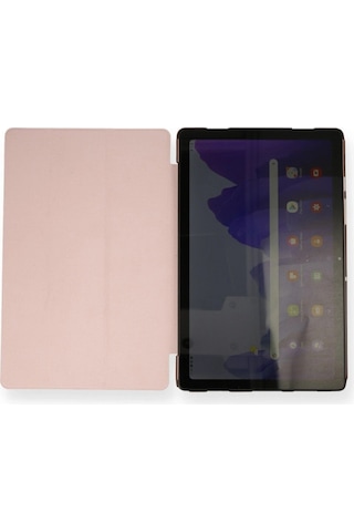 Samsung Galaxy Uyumlu T970 Tab S7 Plus 12.4 Kılıf Tablet Smart Kılıf - Rose Gold Laptop Çantası