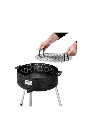 Taşınabilir Kömür Barbekü Mangal - Büyük - 44cm 13cm 67cm Siyah
