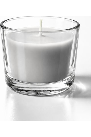 Temiz Çamaşır Kokulu Bardak Mum Beyaz Sabun Aromalı 20 Saat Yanma Beyaz 7,8 6 Cm