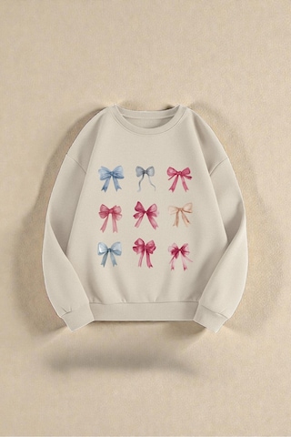 Uyguntarz Çok Renkli En Sevilen Kurdele Baskılı Sweatshirt 3'lü Fırsat Paketi