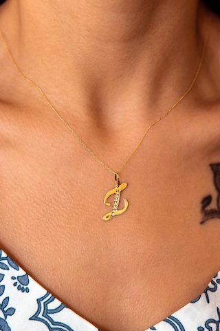 El Yazısı Z Harf Altın Kolye