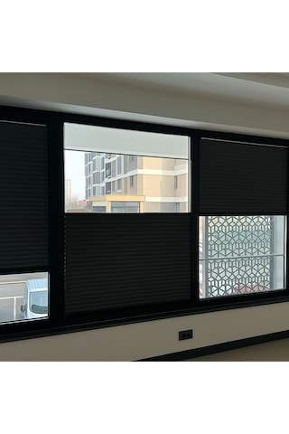 Perdema Yapışkanlı Jalvolin Plise Cam Balkon Perdesi - Ofis Perdesi - Mutfak Perdesi - Salon Perdesi Antrasit