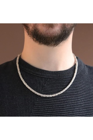 Kral Modeli Oksitsiz 55cm 4mm Gümüş Kolye Gümüş